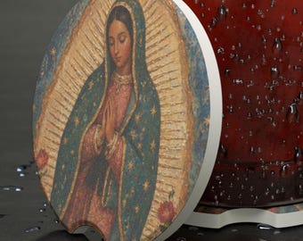 Porta-copos para carro Nossa Senhora de Guadalupe, presente católico, presente católico para mulheres, presente católico para ela, presente católico para mães, decoração católica, presente católico