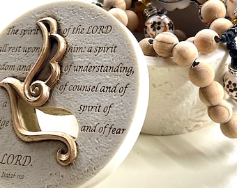 Coffret chapelet crème plat à bijoux beau plat de confirmation plat de bibelots cadeau catholique, cadeau catholique pour adolescent, confirmation, cadeau parent-dieu RCIA