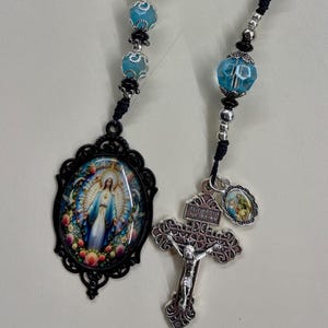Handmade pocket Rosary, Catholic gift for her, Catholic mother, Indulgence crucifix, Catholic gift, Tenner, Catholic rosary, Blue rosary