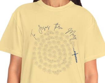 Regalo de Pascua para mamá, camiseta con rosario, rosario católico, camiseta religiosa, camiseta católica, camiseta cristiana, regalo para mamá católica, regalo para mujer católica