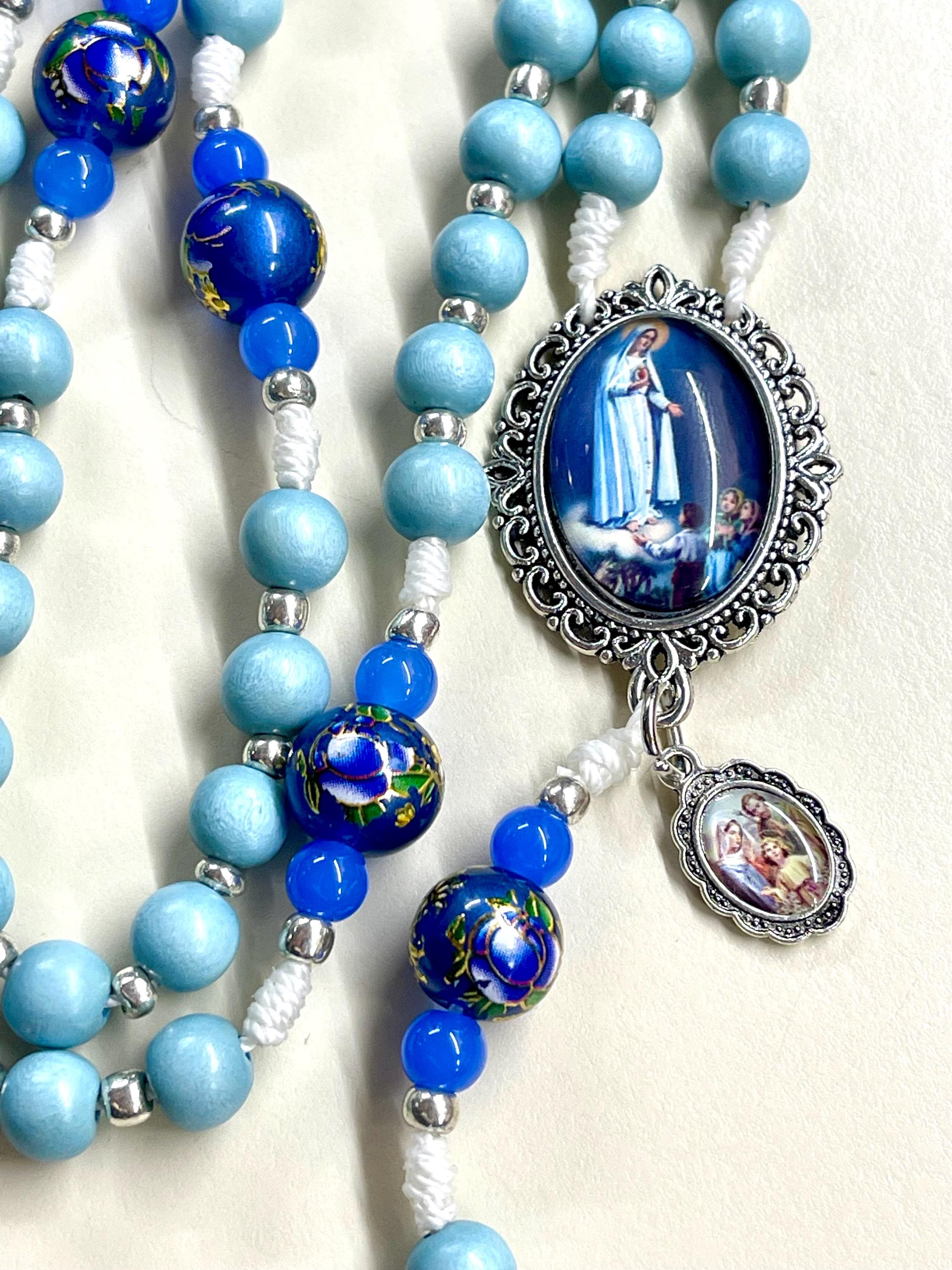 Nazareth Store Rosenkranz-Halskette Mit Perlen, Rosen-Lourdes-Medaille