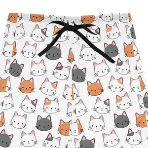 White Cat Pajamas, Kitty Pajamas, Women&#39;s Pajama Pants,  Mother’s Day gift,  Cat Lover Gift, Cat Mom Pajamas, cat clothing, gift for her