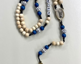 Catholic gift for dad, Personalized Soccer Rosary Catholic Man, Catholic teen gift,  gift for priest, Sports Rosary, St Michael rosary