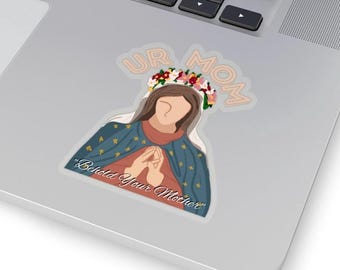 Pegatina navideña de vinilo, pegatina de María, pegatina navideña, pegatina católica, regalo para mamá, regalo católico, pegatina religiosa