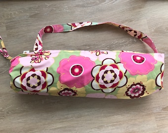Pink Floral yoga mat bag/ pilates / gym bag