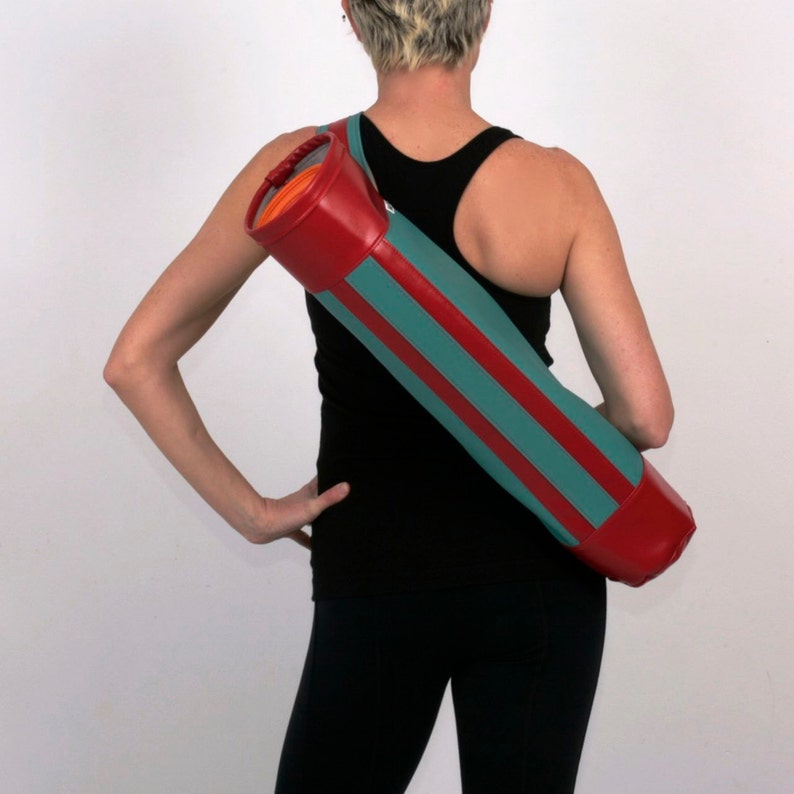 Free Shipping Swank Retro Yoga Mat Bag in Turquoise and Red