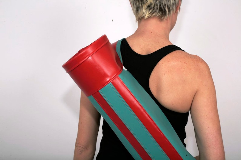 Free Shipping Swank Retro Yoga Mat Bag in Turquoise and Red