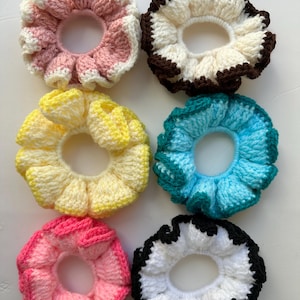 Elásticos de cabelo de crochê para mulheres | Elástico de cabelo feito à mão | Elástico de cabelo macio estilo boho | Presente fofo para ela | Acessório de cabelo de crochê em algodão