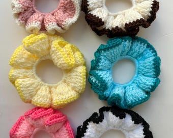 Coleteros de crochet para mujer / Coletero hecho a mano / Coletero bohemio suave / Regalo bonito para ella / Accesorio para el cabello de crochet de algodón