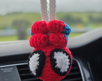 15% off limited time Crochet Spider-Man Car Hanging | Handmade Superhero Rearview Mirror Charm  Cute Car Accessory | Marvel Inspired Gift