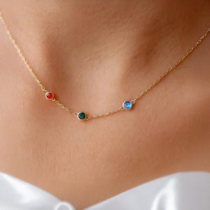 Familie Birthstone Halskette, Birthstone Anhänger, Birthstone personalisierte Halskette, Birthstone Hochzeitshalskette, mehrere Birthstone Schmuck