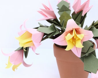 Paper Pink and Yellow Christmas Cactus, Holiday Cacti, Thanksgiving Cacti, Easter Cacti