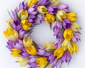 Purple Tulip Easter Spring Wreath,  Mother's Day Wreath, Easter Wreath