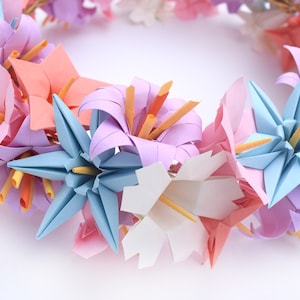 Floral Crown, Paper Floral Headband, Origami Floral Halo, Lavender and Pink Corona