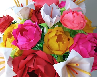 Mixed Bouquet of Roses and Lilies