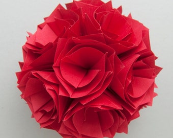 Red Flower Ball, red pomander, paper floral pomander