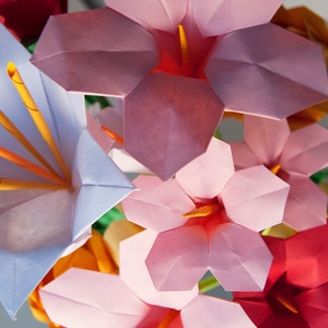 Pink Red Yellow Assorted Origami Flowers, Mother's day floral bouquet , Easter flowers, Spring paper flower bouquet image 5