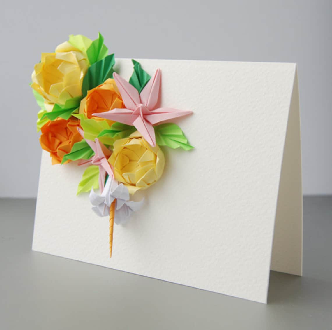 Roses Origami Greeting Cards Set of 5 Mother's Day Etsy