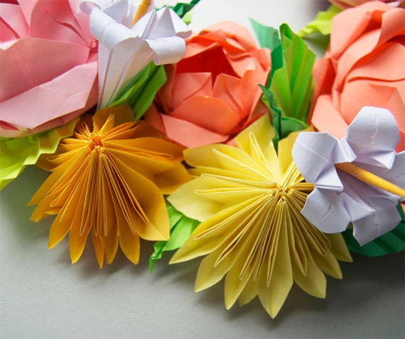 Valentine Day Wreath Pink Rose And Yellow Dahlia Origami Etsy Valentine Day Wreath Pink Rose And Yellow Dahlia Origami Etsy
