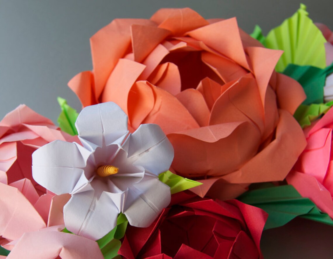 Valentin's Day Pink Rose Origami Paper WreathHoliday | Etsy