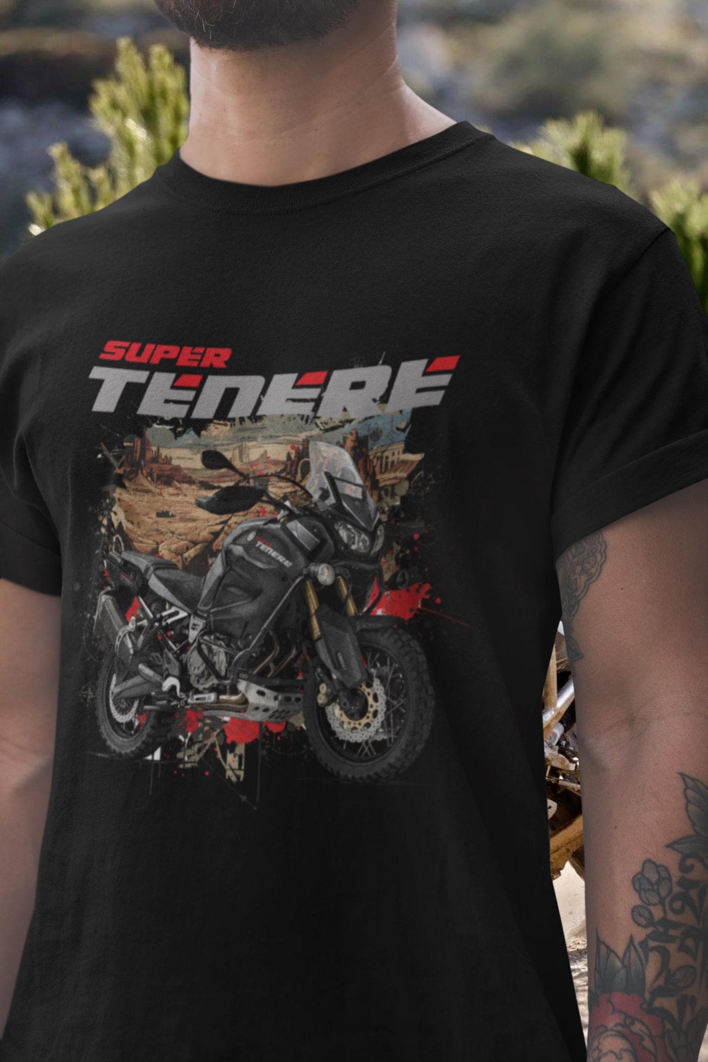 Tee-shirt Yamaha Tenere - Taille S, Noir, Occasion Très Bon état Pour Motards