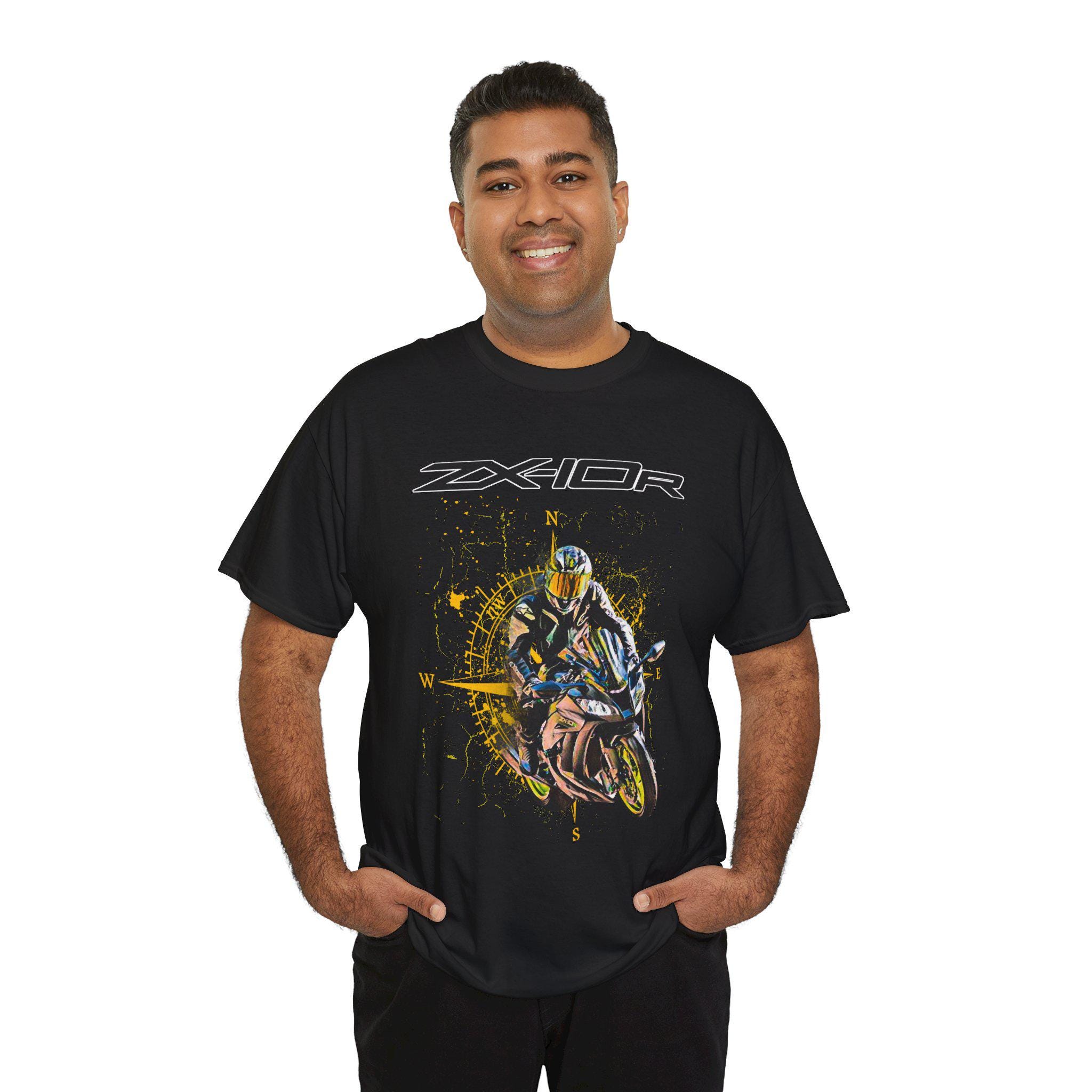 黒いTシャツ Ninja ZX-10R Tシャツ 6度のスーパーバイクチャンピオン モーター