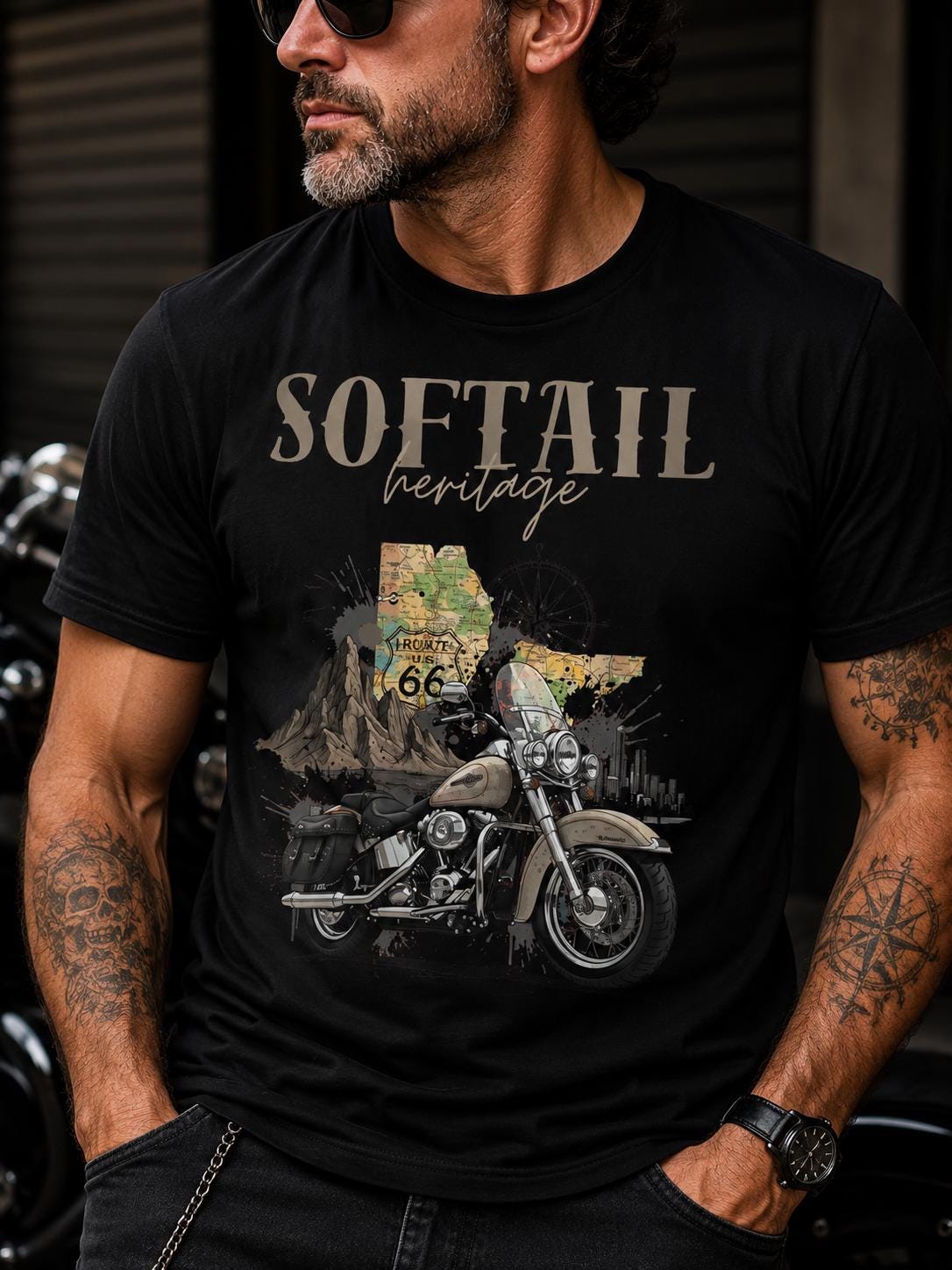 HD Heritage Softail T Shirt the Nostalgic Cruiser Motorcycle Tee