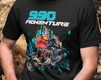 Camiseta de aventura 990, regalo perfecto para moteros, fanáticos de las aventuras en carretera, camiseta para dueños, esposos, leyendas de las motocicletas todoterreno.