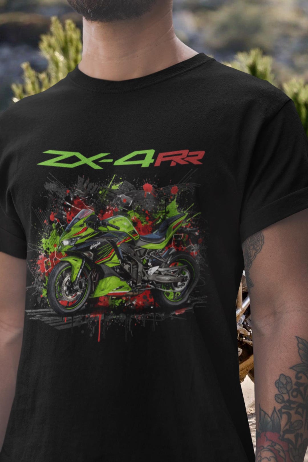 Ninja ZX4RR Tシャツ、400ccインライン4スクリーマーTシャツ、ZX 4