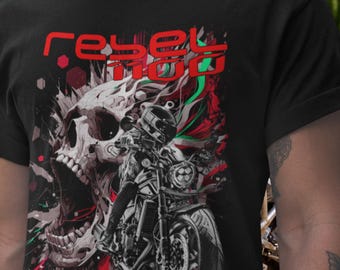 80's Rebel Skull ビンテージ Tシャツ モーターサイクル Retro Biker