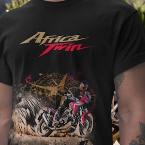 Honda Africa Twin CRF1000L T Shirt Adventure Rally Motorcycle Tee for Riders Windrose Bike Shirt for Honda Fans Touring Moto Gift for Bikers