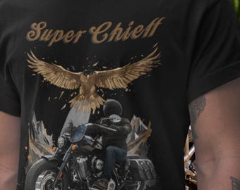 Motorradshirt, Super Chief T-Shirt, Geschenk für klassische Tourer-Biker, Herren, Fan-Shirt für amerikanische V-Twin-Motorräder, Fahrerbekleidung