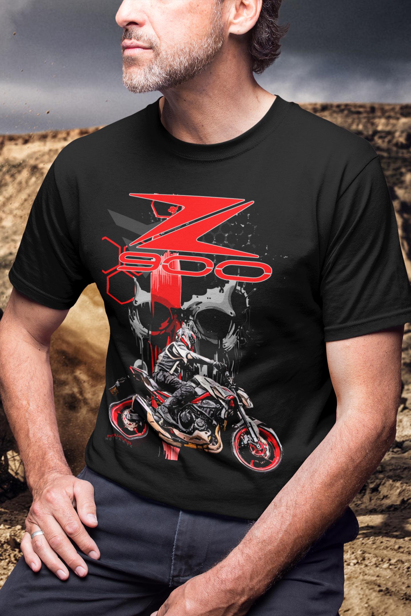 Z900 T-shirt, Inline-four Skull Rider Streetfighter Hyper-naked