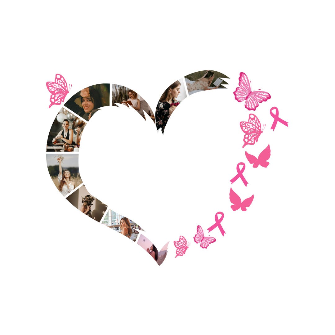 Ribbon Photo Collage Frame : Breast Cancer Awareness (editable Canva ...