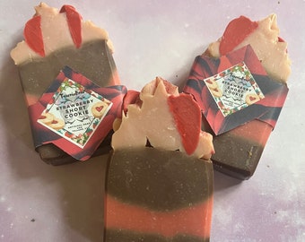 Strawberry short cookie: strawberry sugar cookie scented vegan soap