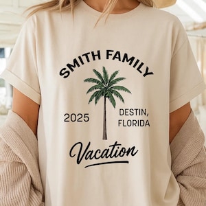 Custom Family Vacation Shirt Destin Florida Beach Trip Matching Summer Tee Personalized Sunset T Shirt 2025 Travel Shirt