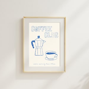 Stampa Coffee Club, graziosa decorazione da parete per cucina, poster Coffee Club, decorazione estetica per cucina, stampa minimalista, download digitale 1 stampa