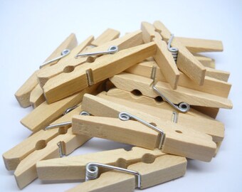 MINI NATURAL Clothespins - 1 3/4 inches - Qty 24 - Wood Clothespin - Natural wood Clothespin - Garland Banner