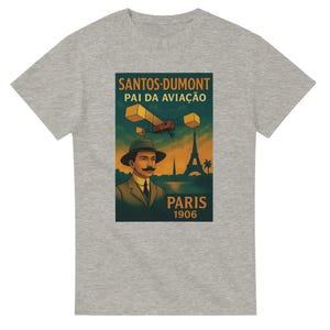 Santos-Dumont Vintage Poster T-Shirt – “Pai da Aviação” Paris 1906 image 1