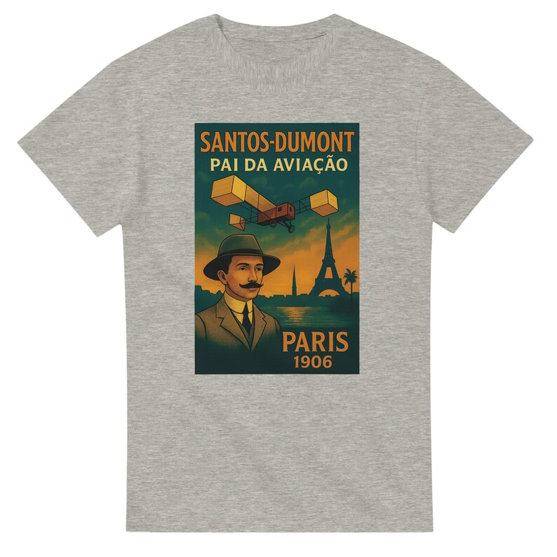 Santos-Dumont Vintage Poster T-Shirt – “Pai da Aviação” Paris 1906 image 1