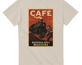 カフェ: Energia 100% Brasileira – ヴィンテージ機関車 T シャツ