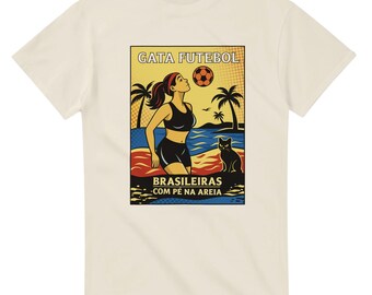 Gata Futebol – Brazilian Soccer Art T-Shirt | Brazil Beach Style Graphic Tee