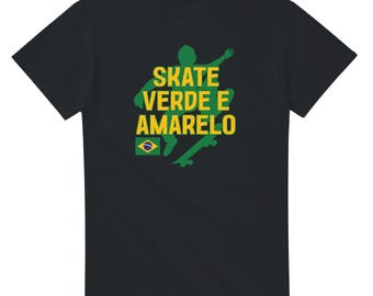 Chemise de skateboard Brazil - Tee de skate vert et jaune