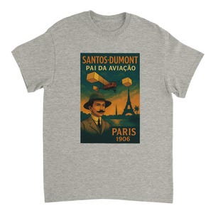 Santos-Dumont Vintage Poster T-Shirt – “Pai da Aviação” Paris 1906 image 2