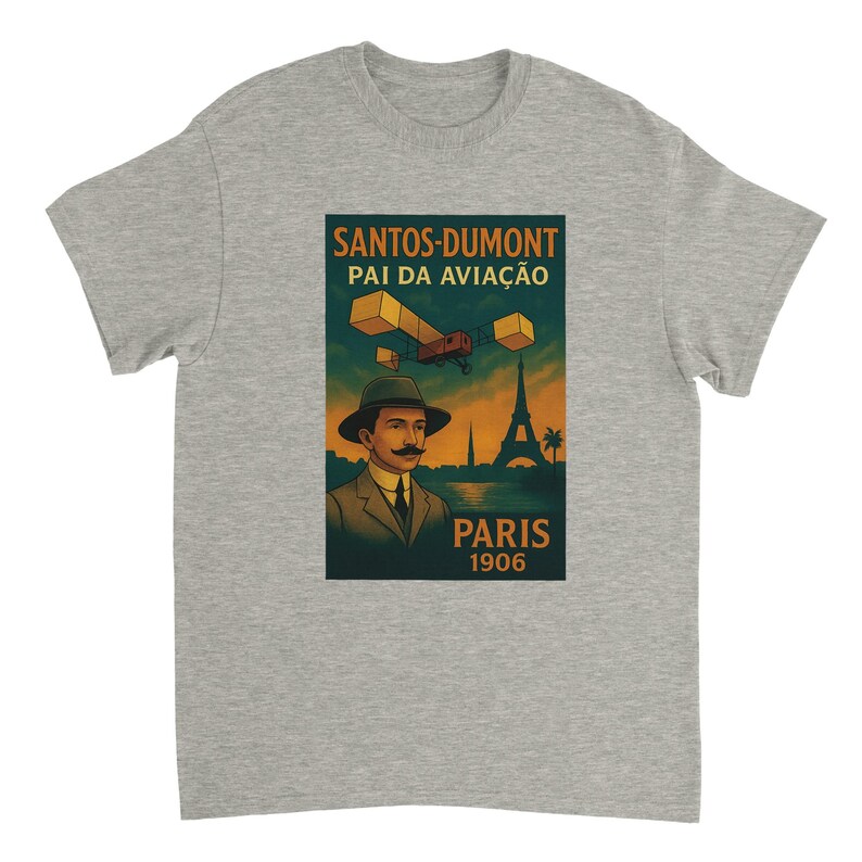 Santos-Dumont Vintage Poster T-Shirt – “Pai da Aviação” Paris 1906 image 2