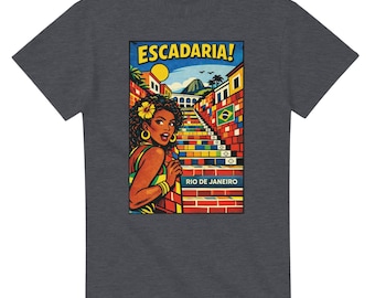 エスカダリア・セラロン リオデジャネイロ Tシャツ | カラフルなブラジルのストリートアートTシャツ | リオ旅行のお土産Tシャツ | ブラジルのポップアートTシャツ
