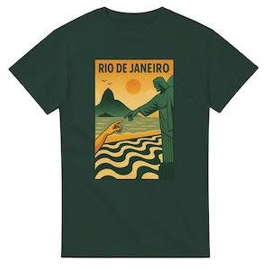Rio de Janeiro Vintage Travel Poster T-Shirt – Cristo Redentor & Michelangelo’s Touch