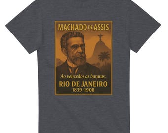 マシャド・デ・アシス T シャツ – ヴィンテージ ブラジル文学の引用「青のヴェンセドール、バタタスのように」 – ギルダン 5000 T シャツ