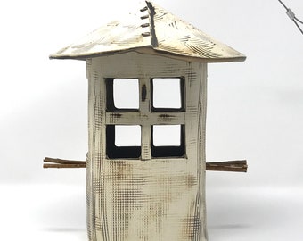 Bird Feeder, Ceramic Bird Feeder, Pottery Bird Feeder, Rustic Garden Art