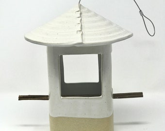 Stoneware Bird Feeder, Ceramic Bird Feeder, Rustic Bird Feeder, Garden Art